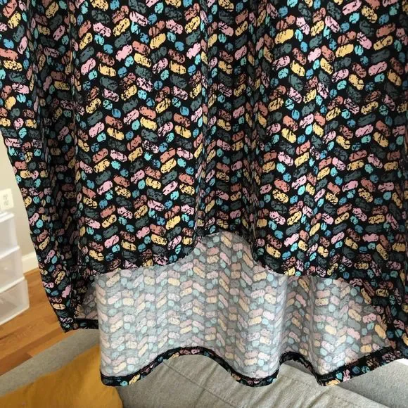 LuLaRoe NWOT Irma multicolor pattern tunic top sz L short sleeve pink mauve - Picture 6 of 6